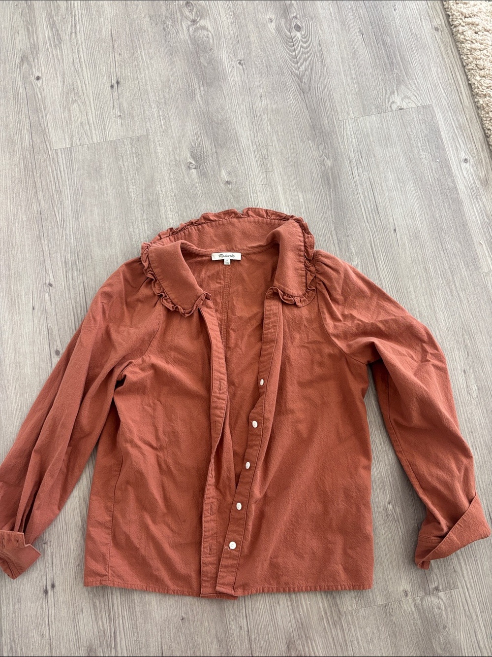 Madewell Rust Ruffle Collar Button-Down Shirt